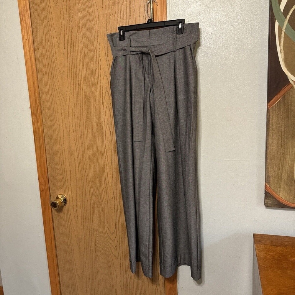 The Limited Size 6 Gray Wide Leg Belted High-Rise Dress Pants w/Paperbag Waist